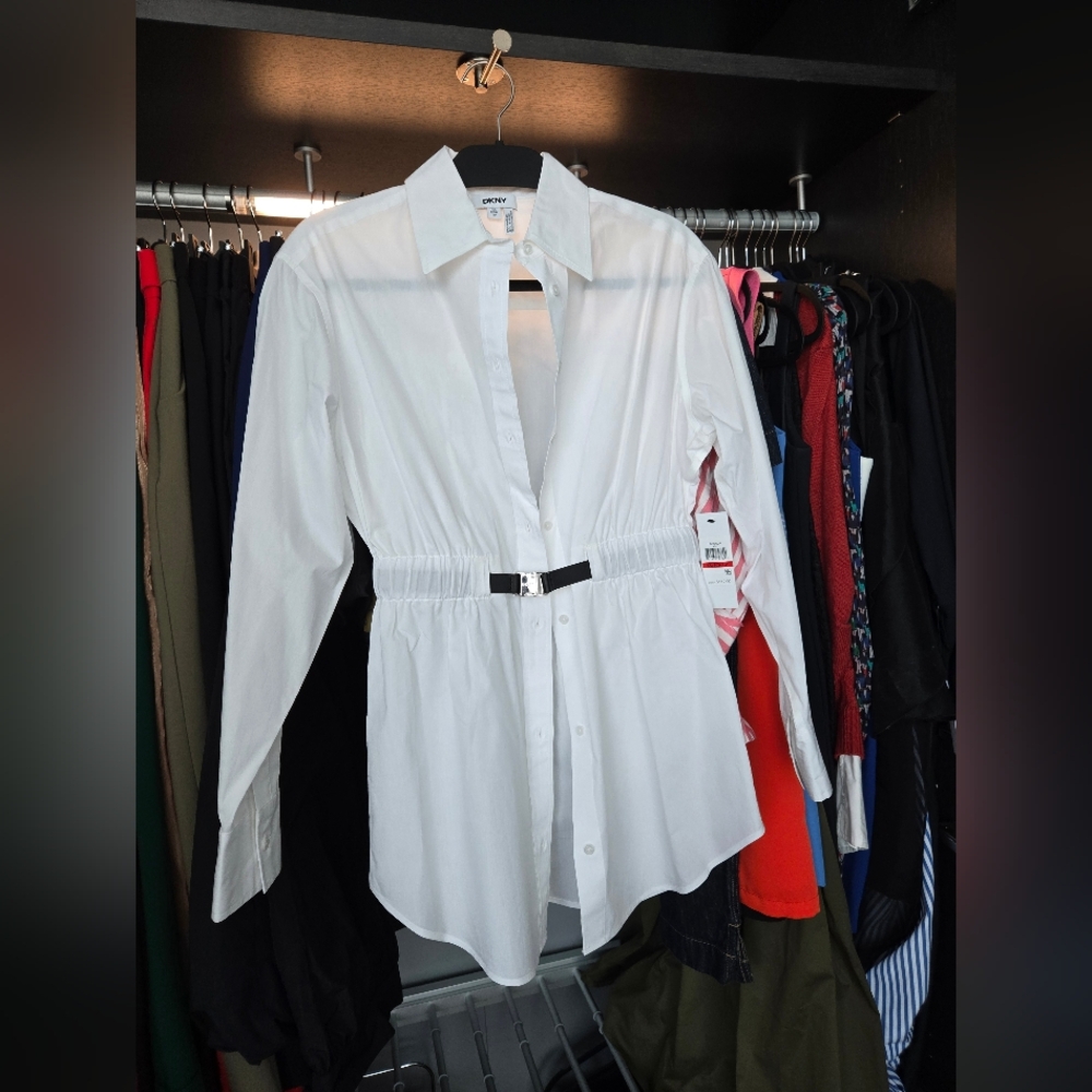 DKNY Classic White Button-Up Shirt